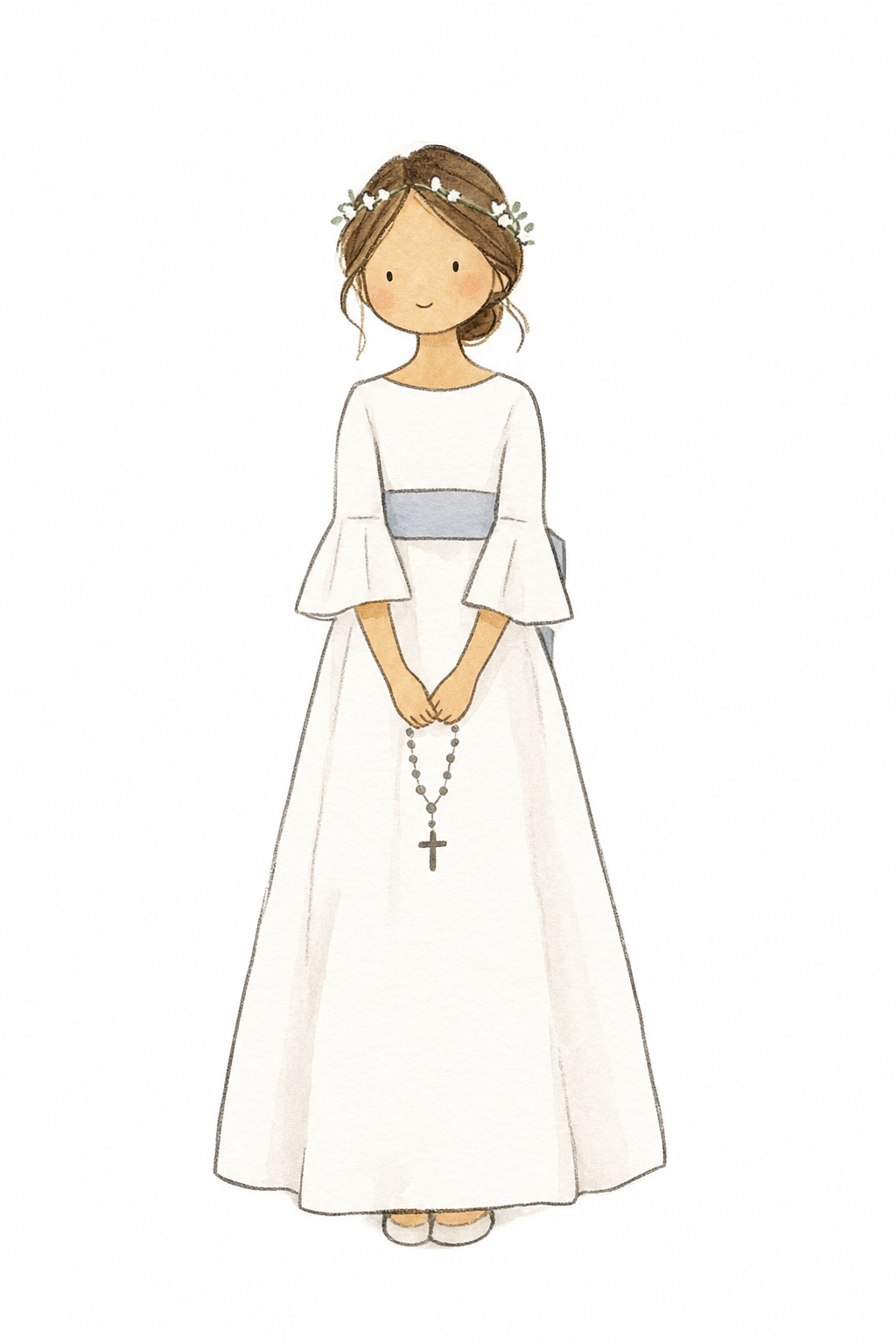 Ilustración HUMA de niña de comunión de frente